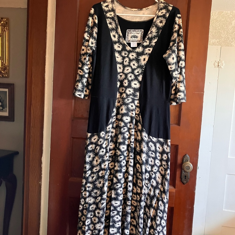 Effie's Heart Black and Cream Floral Long Sleeve Dress